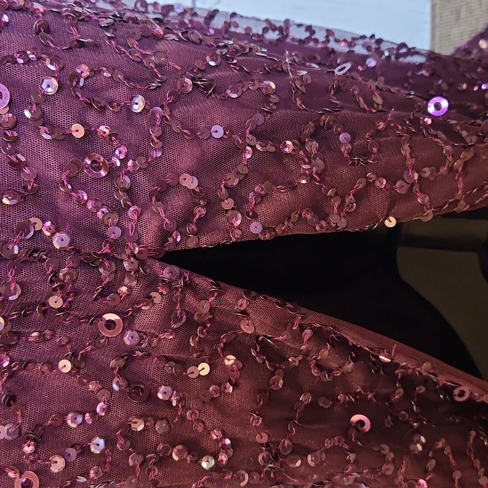 Adrianna Papell Beaded Long Blouson Dress Cassis 8 NWT - Picture 6 of 16